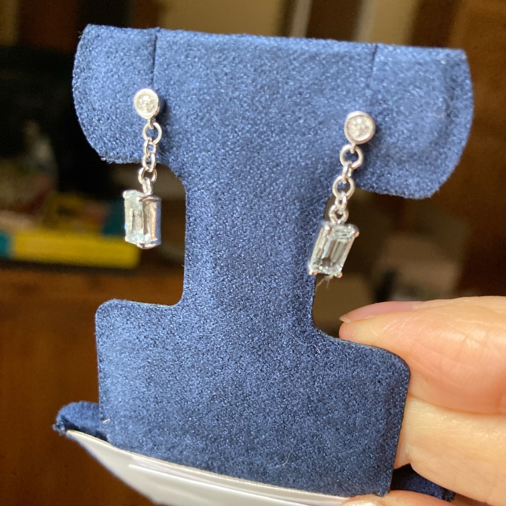 Ice Blue Topaz Silver Drop Earrings NWOT